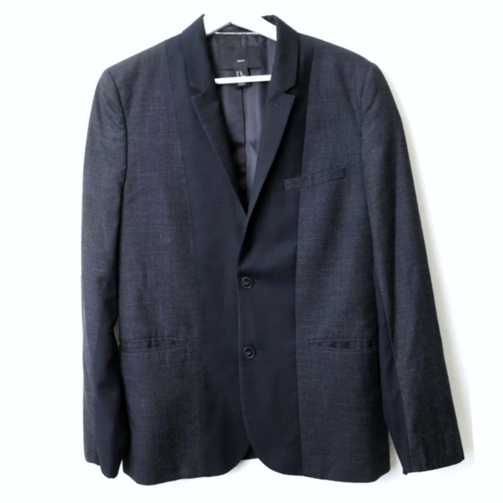 H&M Men Slim Fit Tone Navy Blue Blazer sport coat